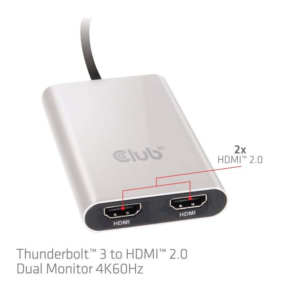 CLUB3D Thunderbolt 3 to Dual HDMI 2.0 Adapter (CSV-1574)
