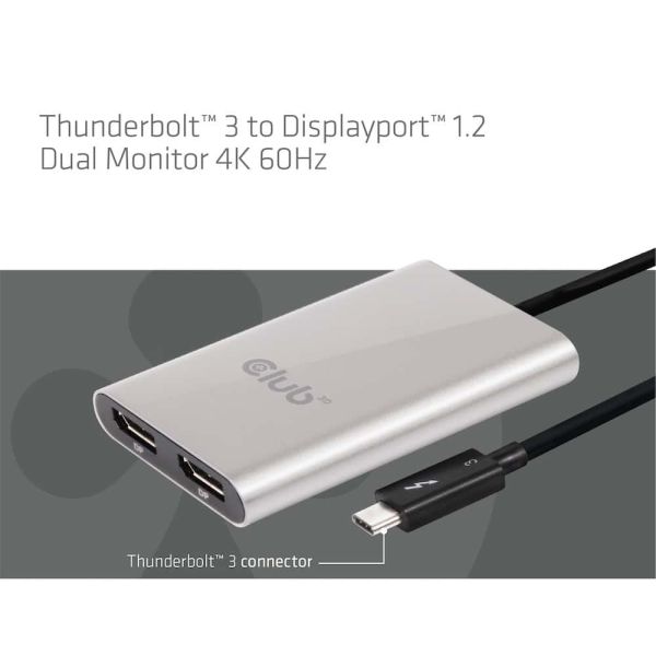 CLUB3D Thunderbolt™ 3 naar 2x Displayport™ 1.2 Dual Monitor 4K 60Hz (CSV-1577)