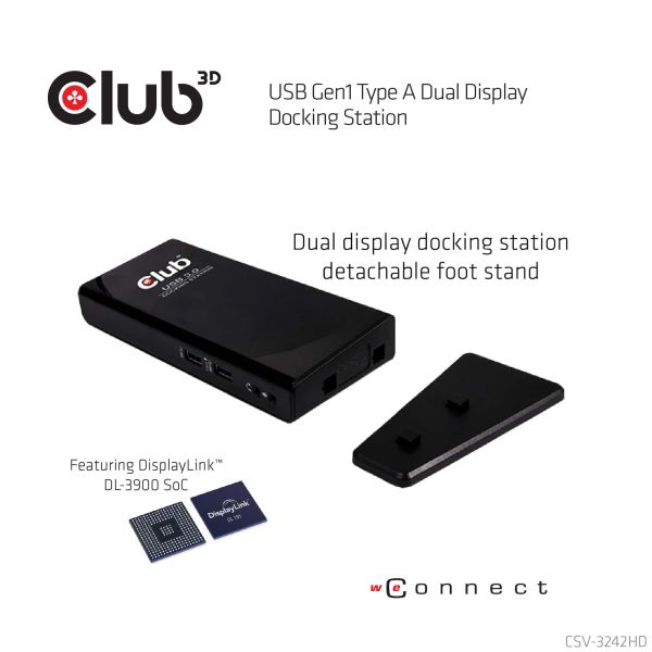 CLUB3D UNIVERSEEL USB 3.0 Type A 1x HDMI 1x DVI ,UTP aansluitingen DisplayLink™ gecertificeerd Docking Station (CSV-3242HD)