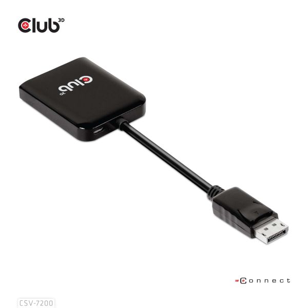 CLUB3D Multistream Transport (MST) Hub DisplayPort™1.4 naar DisplayPort™1.4 Dual Monitor 4K60Hz M/V (CSV-7200)