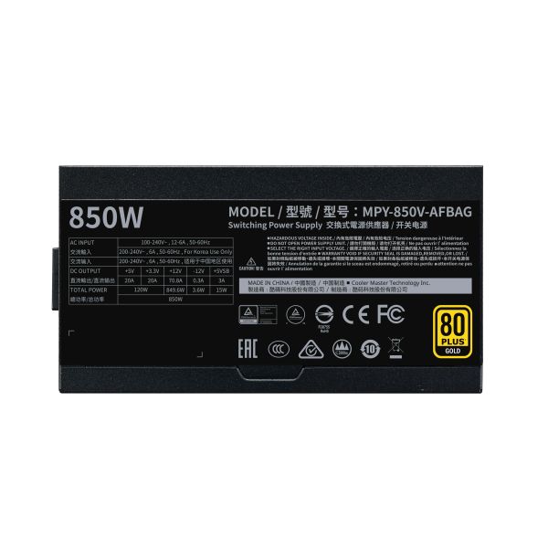 Cooler Master V850 Gold-V2 power supply unit 850 W 24-pin ATX ATX Zwart (MPY-850V-AFBAG-EU)