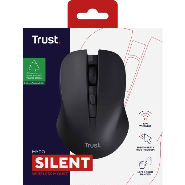 Trust Mydo Stille draadloze optische muis – draadloze muis – stille muis – Zwart (25084) Trust Mydo Stille draadloze optische muis – draadloze muis – stille muis – Zwart (25084)