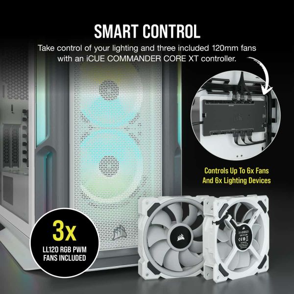 Corsair iCUE 5000T RGB Midi Tower Wit (CC-9011231-WW)