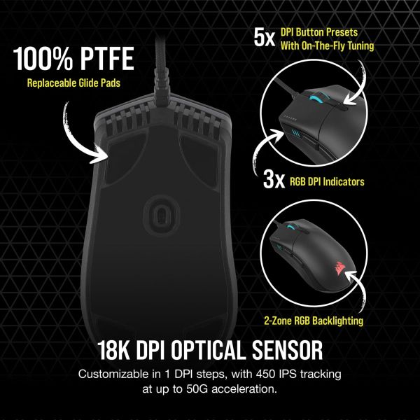 Corsair SABRE RGB PRO muis Rechtshandig USB Type-A Optisch 18000 DPI (CH-9303111-EU)