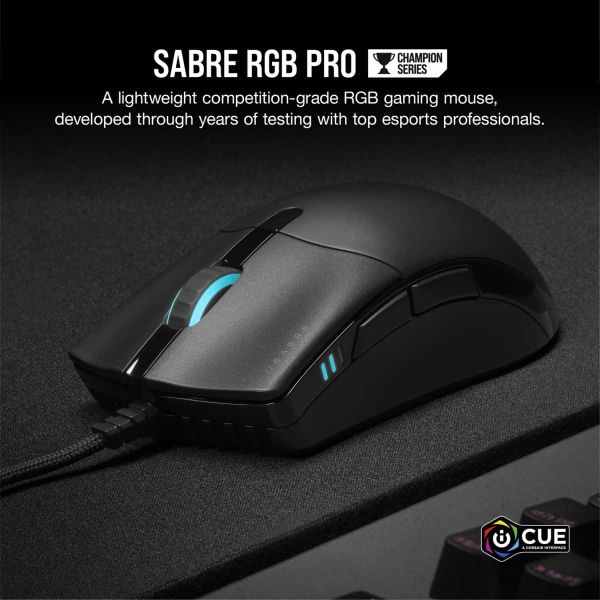 Corsair SABRE RGB PRO muis Rechtshandig USB Type-A Optisch 18000 DPI (CH-9303111-EU)