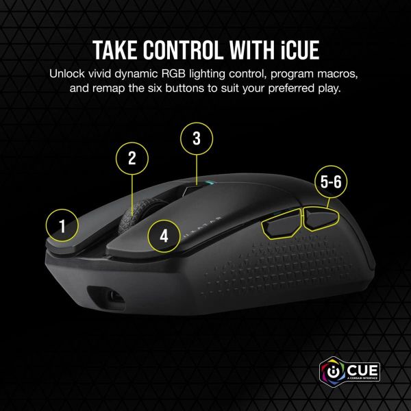 Corsair KATAR ELITE Wireless muis Rechtshandig RF Wireless + Bluetooth + USB Type-A Optisch 26000 DPI (CH-931C111-EU)