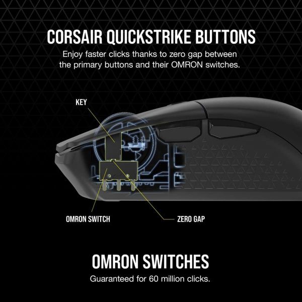 Corsair KATAR ELITE Wireless muis Rechtshandig RF Wireless + Bluetooth + USB Type-A Optisch 26000 DPI (CH-931C111-EU)