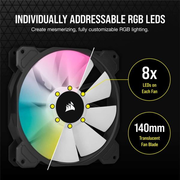 Corsair SP140 RGB ELITE Computer behuizing Ventilator 14 cm Zwart 1 stuk(s) (CO-9050110-WW)