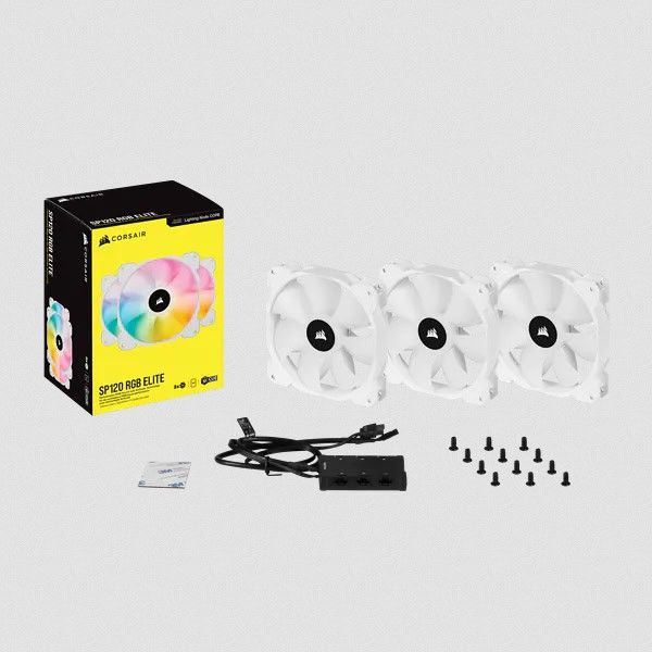 Corsair SP120 RGB ELITE Computer behuizing Ventilator 12 cm Wit 3 stuk(s) (CO-9050137-WW)
