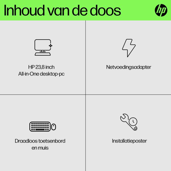 HP 24 -ck0120nd AMD Ryzen™ 3 60,5 cm (23.8") 1920 x 1080 Pixels 8 GB DDR4-SDRAM 256 GB SSD Alles-in-één-pc Windows 11 Home Wi-Fi 6 (802.11ax) Wit (666M6EA#ABH)