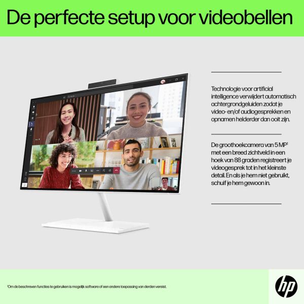 HP 24 -ck0120nd AMD Ryzen™ 3 60,5 cm (23.8") 1920 x 1080 Pixels 8 GB DDR4-SDRAM 256 GB SSD Alles-in-één-pc Windows 11 Home Wi-Fi 6 (802.11ax) Wit (666M6EA#ABH)