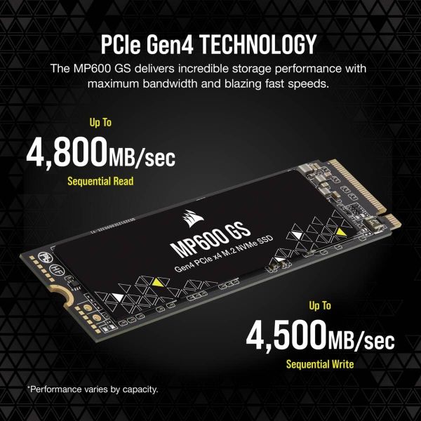 Corsair MP600 GS M.2 500 GB PCI Express 4.0 3D TLC NAND NVMe (CSSD-F0500GBMP600GS)