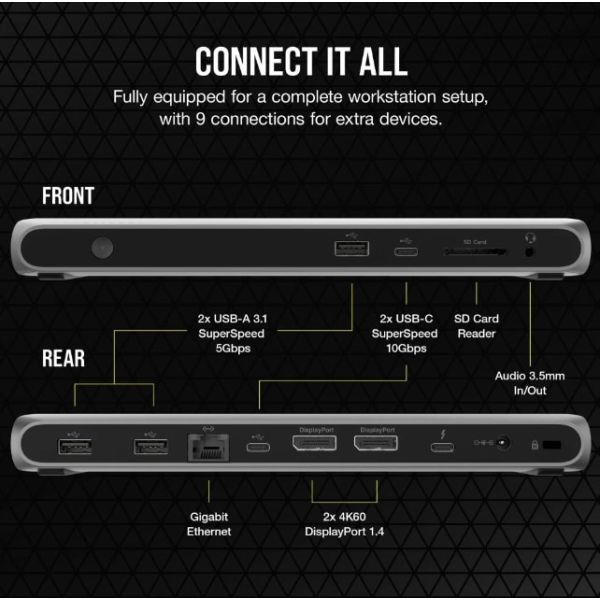 Corsair TBT100 Thunderbolt 3 40000 Mbit/s Zwart, Zilver (CU-9000006-EU)