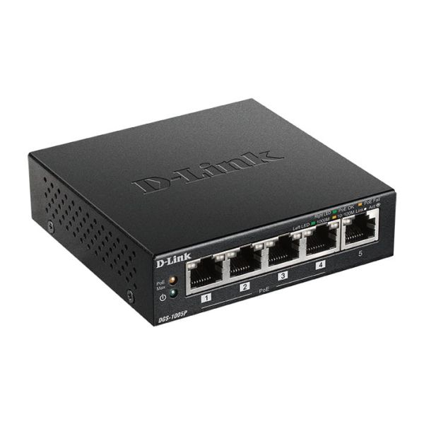 D-Link DGS-1005P Unmanaged L2 Gigabit Ethernet (10/100/1000) Power over Ethernet (PoE) Zwart (DGS-1005P/E) D-Link DGS-1005P Unmanaged L2 Gigabit Ethernet (10/100/1000) Power over Ethernet (PoE) Zwart (DGS-1005P/E)
