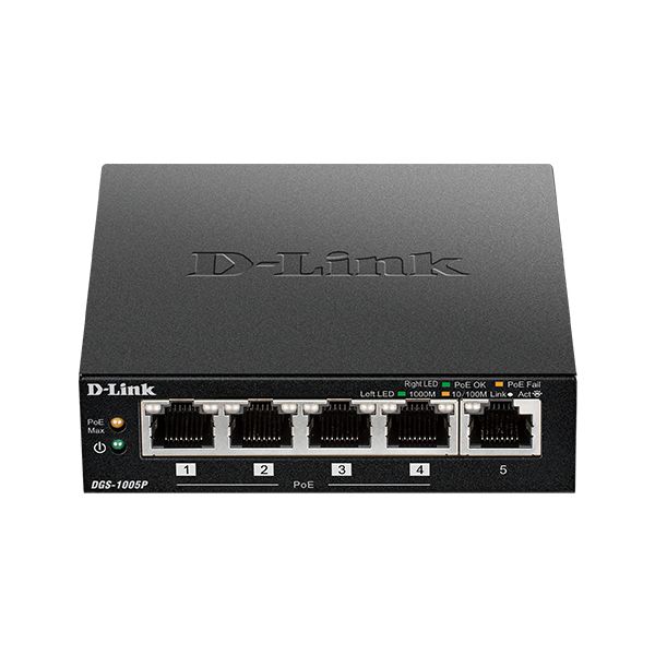 D-Link DGS-1005P/E netwerk-switch Unmanaged Gigabit Ethernet (10/100/1000) Power over Ethernet (PoE) Zwart (DGS-1005P/E)