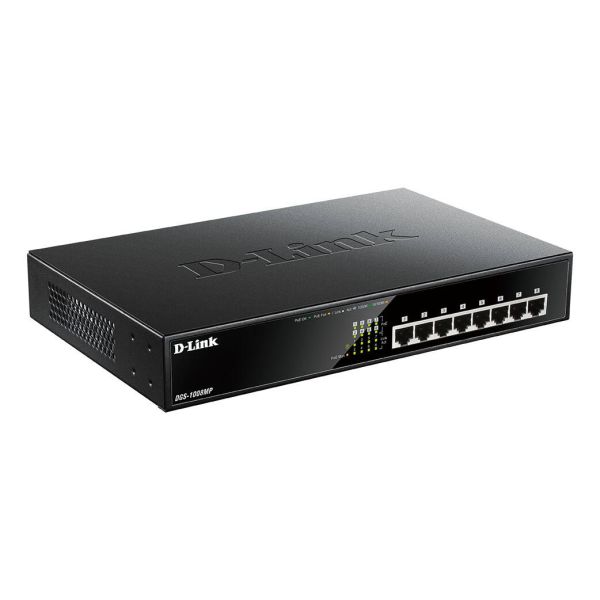 D-Link DGS-1008MP netwerk-switch Unmanaged Gigabit Ethernet (10/100/1000) Power over Ethernet (PoE) 1U Zwart (DGS-1008MP)