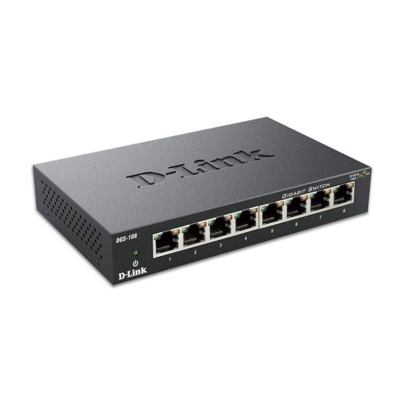 D-Link DGS-108 netwerk-switch Unmanaged L2 Gigabit Ethernet (10/100/1000) Zwart (DGS-108)