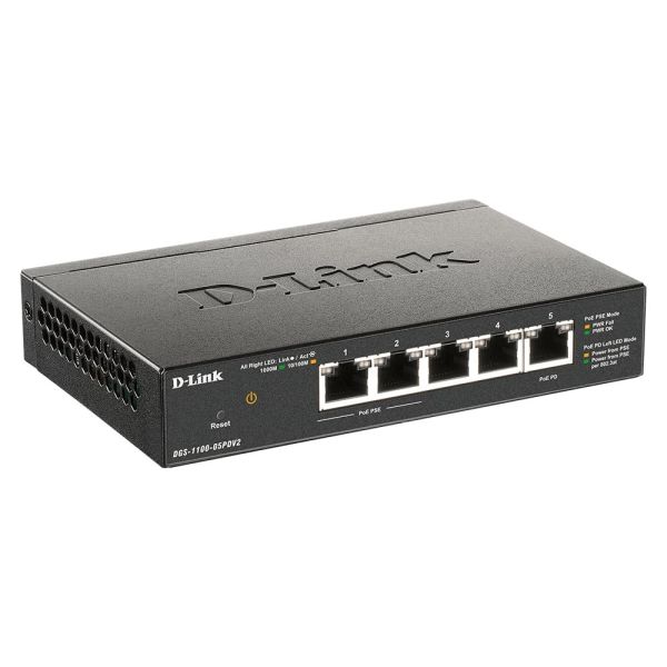 D-Link DGS-1100-05PDV2 netwerk-switch Managed Gigabit Ethernet (10/100/1000) Power over Ethernet (PoE) Zwart (DGS-1100-05PDV2)