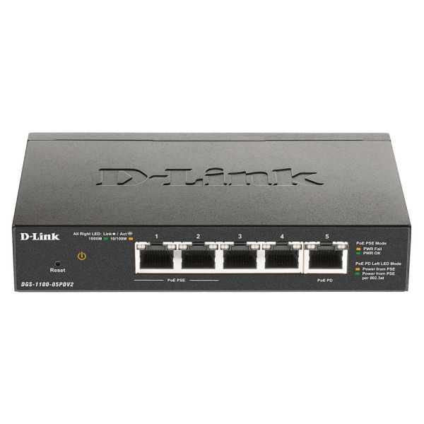 D-Link DGS-1100-05PDV2 netwerk-switch Managed Gigabit Ethernet (10/100/1000) Power over Ethernet (PoE) Zwart (DGS-1100-05PDV2)
