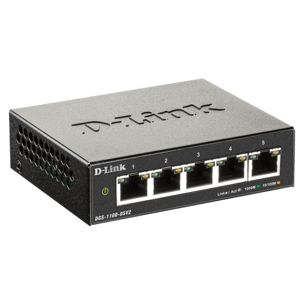 D-Link DGS-1100-05V2 netwerk-switch Managed L2 Gigabit Ethernet (10/100/1000) Zwart (DGS-1100-05V2/E)