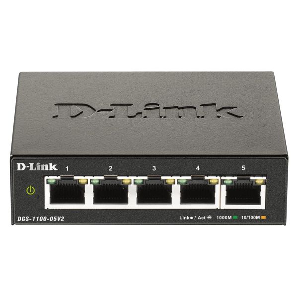 D-Link DGS-1100-05V2 netwerk-switch Managed L2 Gigabit Ethernet (10/100/1000) Zwart (DGS-1100-05V2/E)
