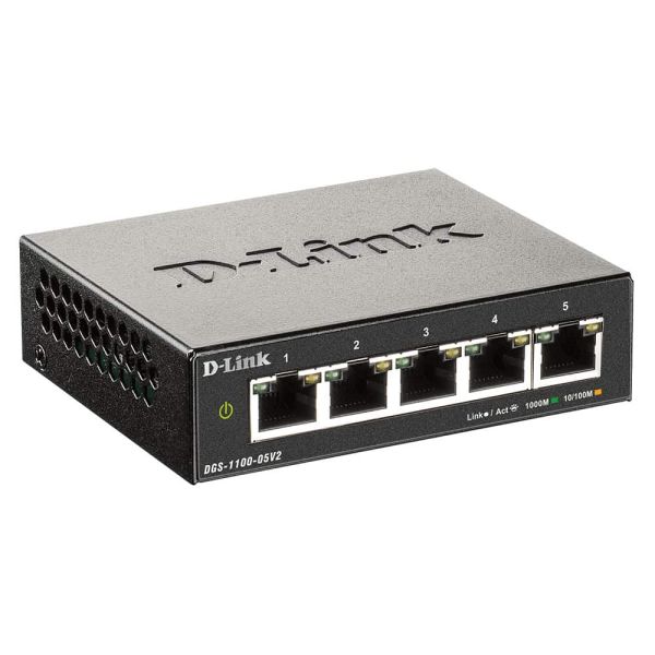 D-Link DGS-1100-05V2/E netwerk-switch Managed L2 Gigabit Ethernet (10/100/1000) Zwart (DGS-1100-05V2/E)