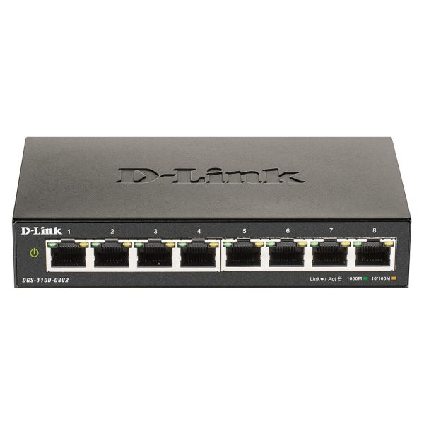 D-Link DGS-1100-08V2 netwerk-switch Managed L2 Gigabit Ethernet (10/100/1000) Zwart (DGS-1100-08V2/E)