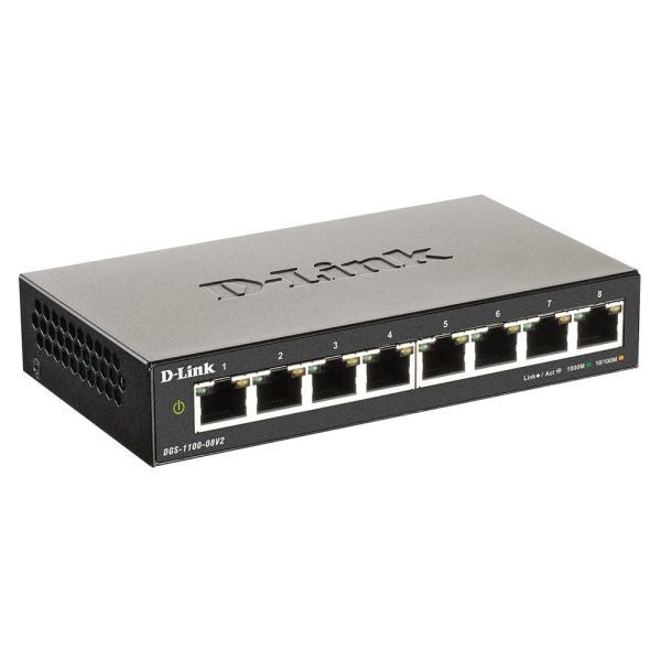 D-Link DGS-1100-08V2 Managed L2 Gigabit Ethernet (10/100/1000) Zwart (DGS-1100-08V2/E)