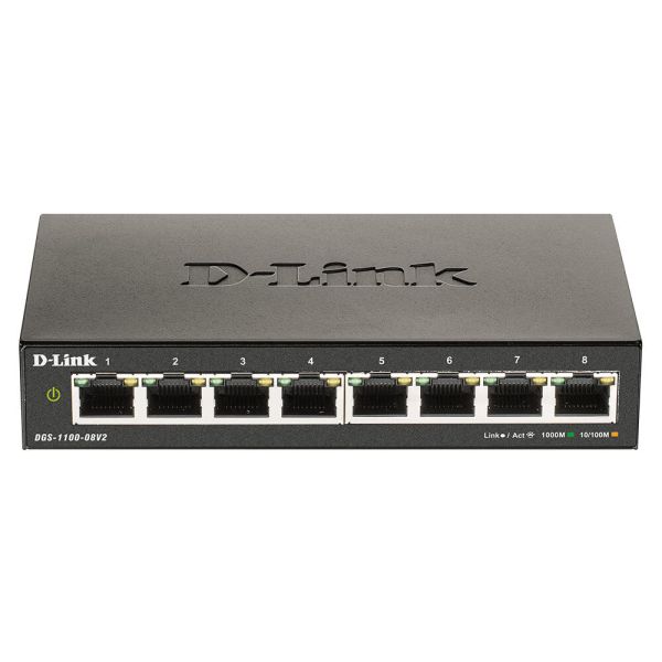 D-Link DGS-1100-08V2 Managed L2 Gigabit Ethernet (10/100/1000) Zwart (DGS-1100-08V2/E)