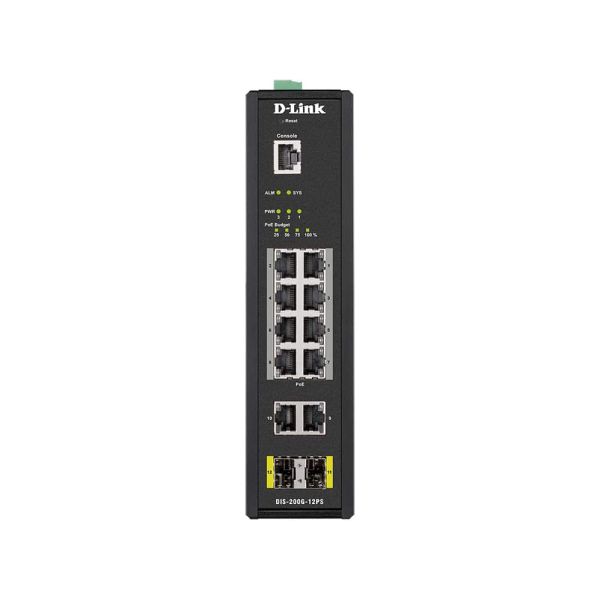 D-Link DIS-200G-12PS netwerk-switch Managed L2 Gigabit Ethernet (10/100/1000) Power over Ethernet (PoE) Zwart (DIS-200G-12PS)