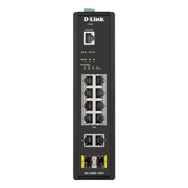 D-Link DIS-200G-12PS netwerk-switch Managed L2 Gigabit Ethernet (10/100/1000) Power over Ethernet (PoE) Zwart (DIS-200G-12PS)