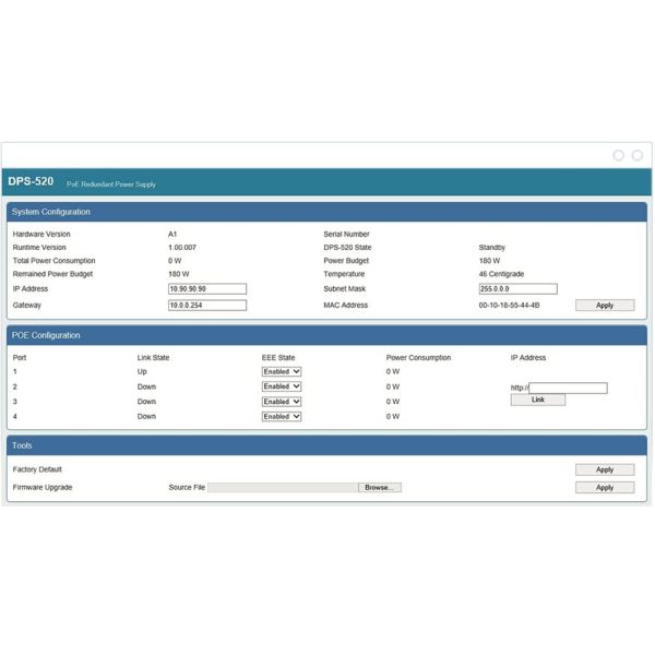 D-Link PoE Redundant Power Supply DPS‑520 (DPS-520)