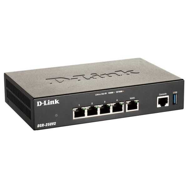 D-Link DSR-250V2 draadloze router Gigabit Ethernet Zwart (DSR-250V2/E)