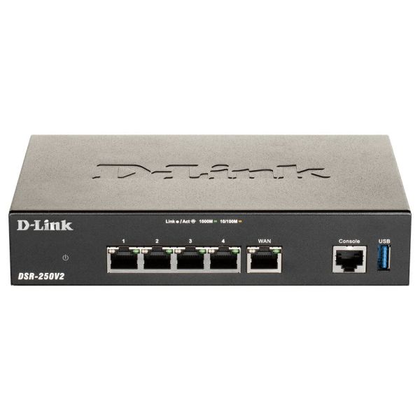 D-Link DSR-250V2 draadloze router Gigabit Ethernet Zwart (DSR-250V2/E)