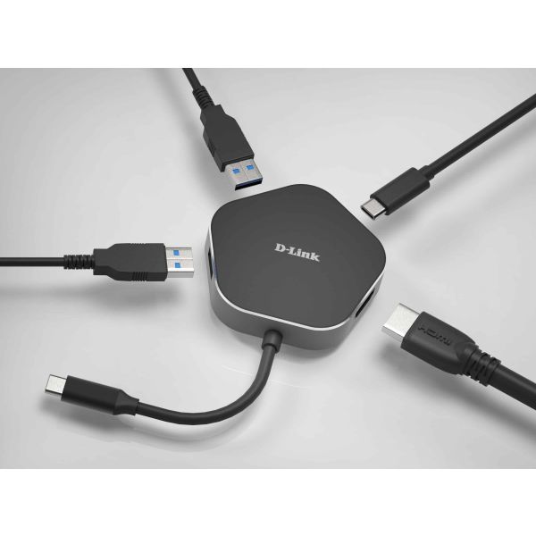 D-Link DUB-M420 laptop dock & poortreplicator Bedraad Thunderbolt 3 Aluminium, Zwart (DUB-M420)