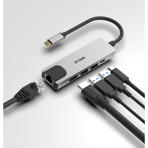 D-Link DUB-M520 laptop dock & poortreplicator Bedraad Thunderbolt 3 Aluminium (DUB-M520)