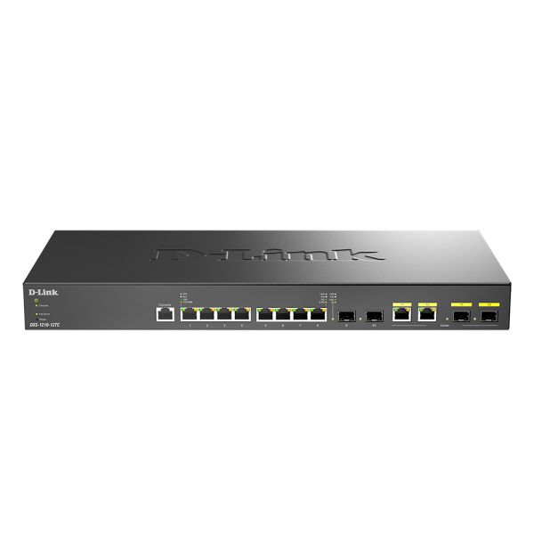 D-Link DXS-1210-12TC netwerk-switch Managed L2/L3 10G Ethernet (100/1000/10000) 1U Zwart, Zilver (DXS-1210-12TC)