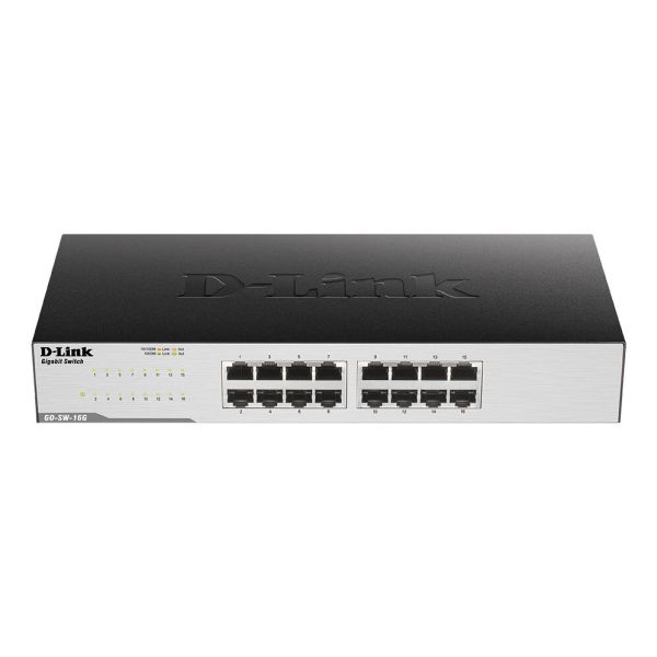 D-Link GO-SW-16G Unmanaged L2 Gigabit Ethernet (10/100/1000) 1U Zwart (GO-SW-16G/E)