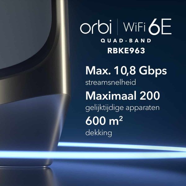 NETGEAR Orbi Quad-band RBKE963 AXE11000 WiFi 6E Mesh System (RBKE963-100EUS)