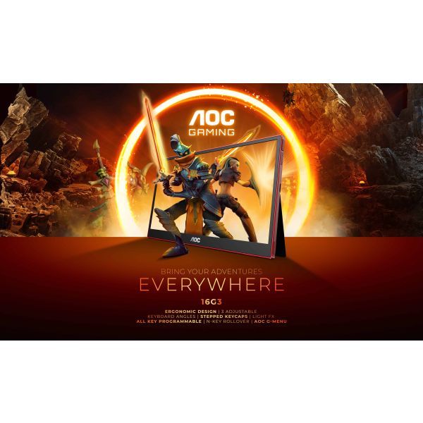 AOC 16G3 computer monitor 39,6 cm (15.6") 1920 x 1080 Pixels Zwart, Rood (16G3)