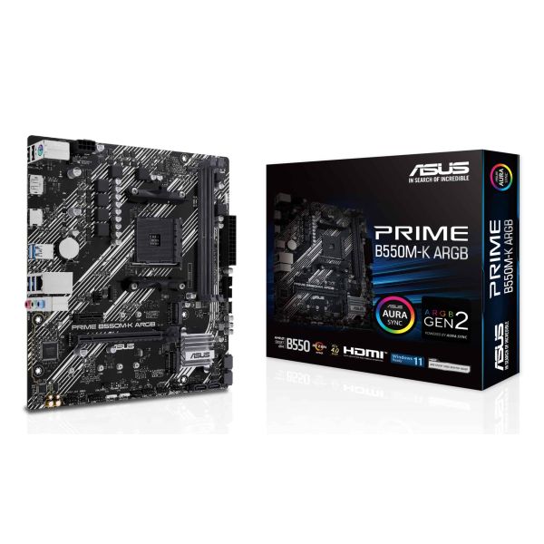 ASUS PRIME B550M-K ARGB AMD B550 Socket AM4 micro ATX (90MB1GC0-M0EAY0)