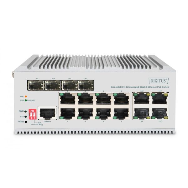 DIGITUS Switch 8 Port Gigabit PoE, L2 managed, 4 SFP Uplink (DN-651139)