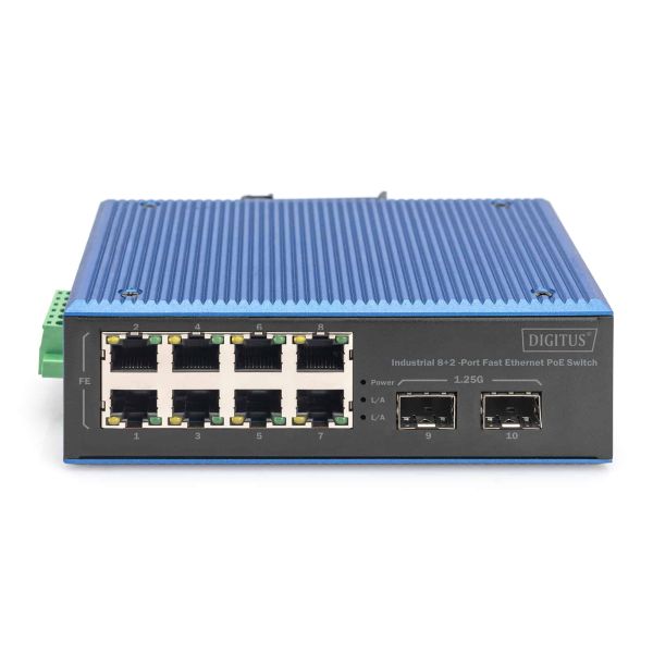 Digitus DN-651147 netwerk-switch Unmanaged Fast Ethernet (10/100) Power over Ethernet (PoE) Zwart, Blauw (DN-651147)