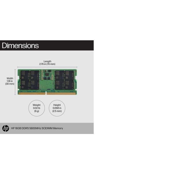 HP 16GB DDR5 5600MHz SODIMM Memory geheugenmodule (83P91AA)