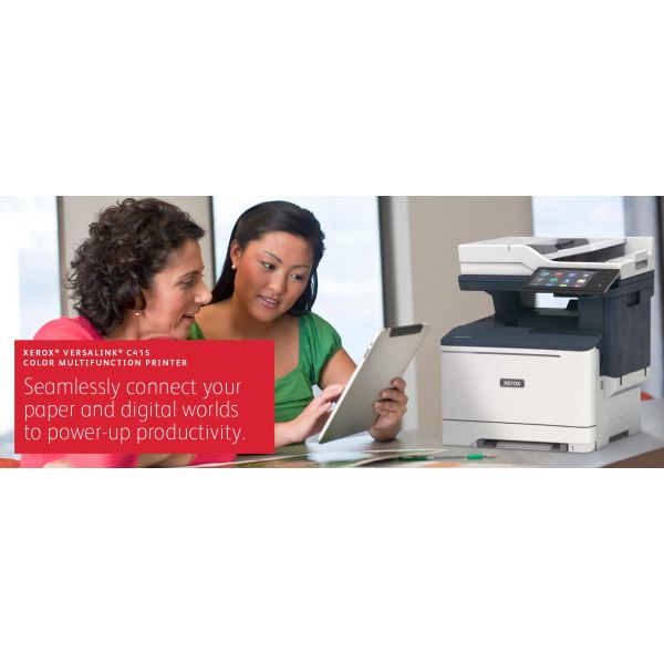 Xerox VersaLink C415 A4 40 ppm dubbelzijdig kopiëren en printen, scannen en faxen, geschikt voor PS3 PCL5e/6 2 laden voor max. 251 vel (C415V_DN)