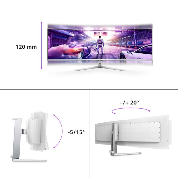 Philips Evnia 8000 49M2C8900/00 computer monitor 124,2 cm (48.9") 5120 x 1440 Pixels Dual QHD QD-OLED Wit (49M2C8900/00)