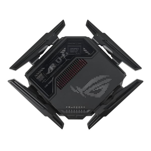 ASUS ROG Rapture GT-BE98 draadloze router 10 Gigabit Ethernet Quad-band (2.4 GHz / 5 GHz-1 / 5 GHz-2 / 6 GHz) Zwart (90IG08F0-MO9A0V) ASUS ROG Rapture GT-BE98 draadloze router 10 Gigabit Ethernet Quad-band (2.4 GHz / 5 GHz-1 / 5 GHz-2 / 6 GHz) Zwart (90IG08F0-MO9A0V)