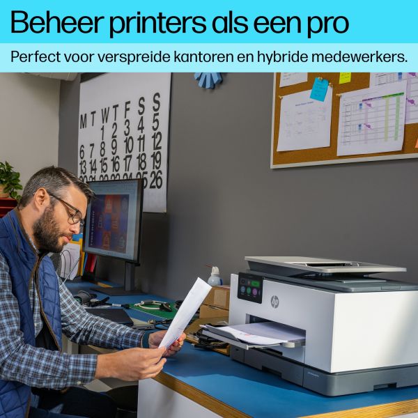 HP OfficeJet Pro 9130b All-in-One printer, Kleur, Printer voor Kleine en middelgrote ondernemingen, Printen, kopiëren, scannen, faxen, Draadloos; Printen vanaf telefoon of tablet; Automatische documentinvoer; Dubbelzijdig printen; Dubbelzijdig scannen; Sc