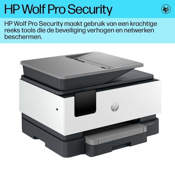 HP OfficeJet Pro 9120b All-in-One printer, Kleur, Printer voor Thuis en thuiskantoor, Printen, kopiëren, scannen, faxen, Draadloos; Dubbelzijdig printen; Dubbelzijdig scannen; Scannen naar e-mail; Scannen naar pdf; Faxen; USB-poort voorzijde; Touchscreen;