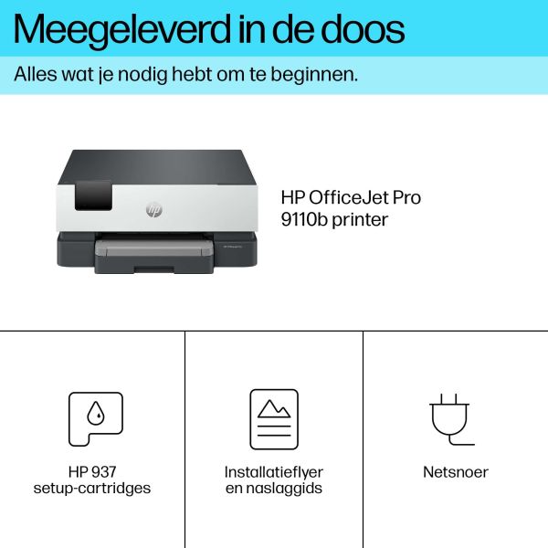 HP OfficeJet Pro 9110b printer, Kleur, Printer voor Thuis en thuiskantoor, Print, Draadloos; Dubbelzijdig printen; Printen vanaf telefoon of tablet; Touchscreen; USB-poort voorzijde (5A0S3B#629)
